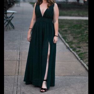 Emerald Lulu’s Evening Gown with Leg Slit (HEMMED)